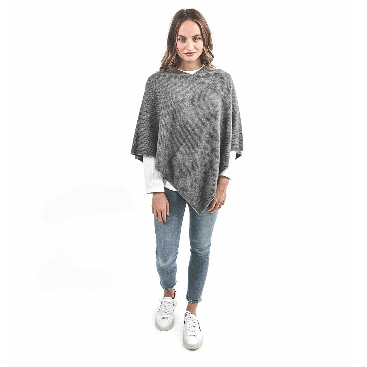 Premium Possum And Merino Wool - Moss Stitch Poncho 2 Premium Possum And Merino Wool - Moss Stitch Poncho - Image 2