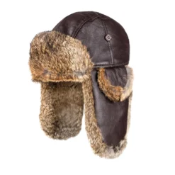 UGG Aviator Leather Hat With Rabbit Fur